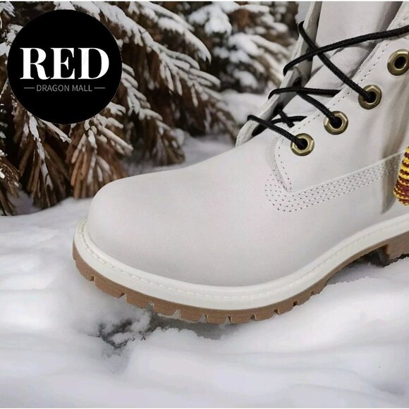 Timberland Premium 6" Light Grey Waterproof Ankle Boots Shoes - Women's Size 7 - Picture 2 of 16